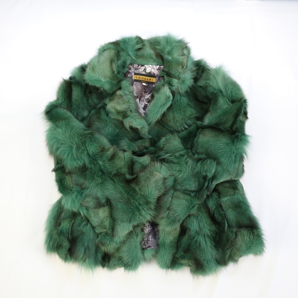 GREEN AND BLACK FUR JACKET - Picture 4 of 9